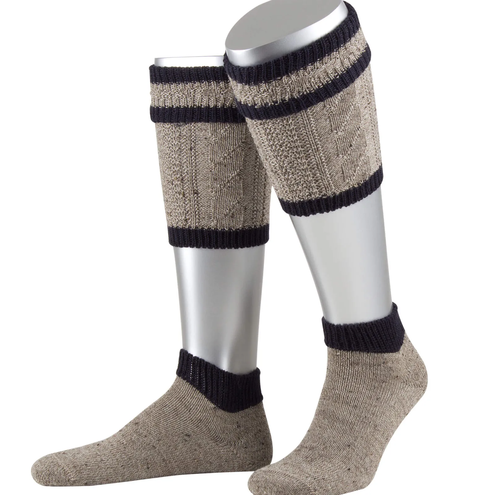 Zillertaler Trachtenwelt Herren Loferl-Set Loden-Tweed 2-teilig, meliert-Marine Braun Outlet