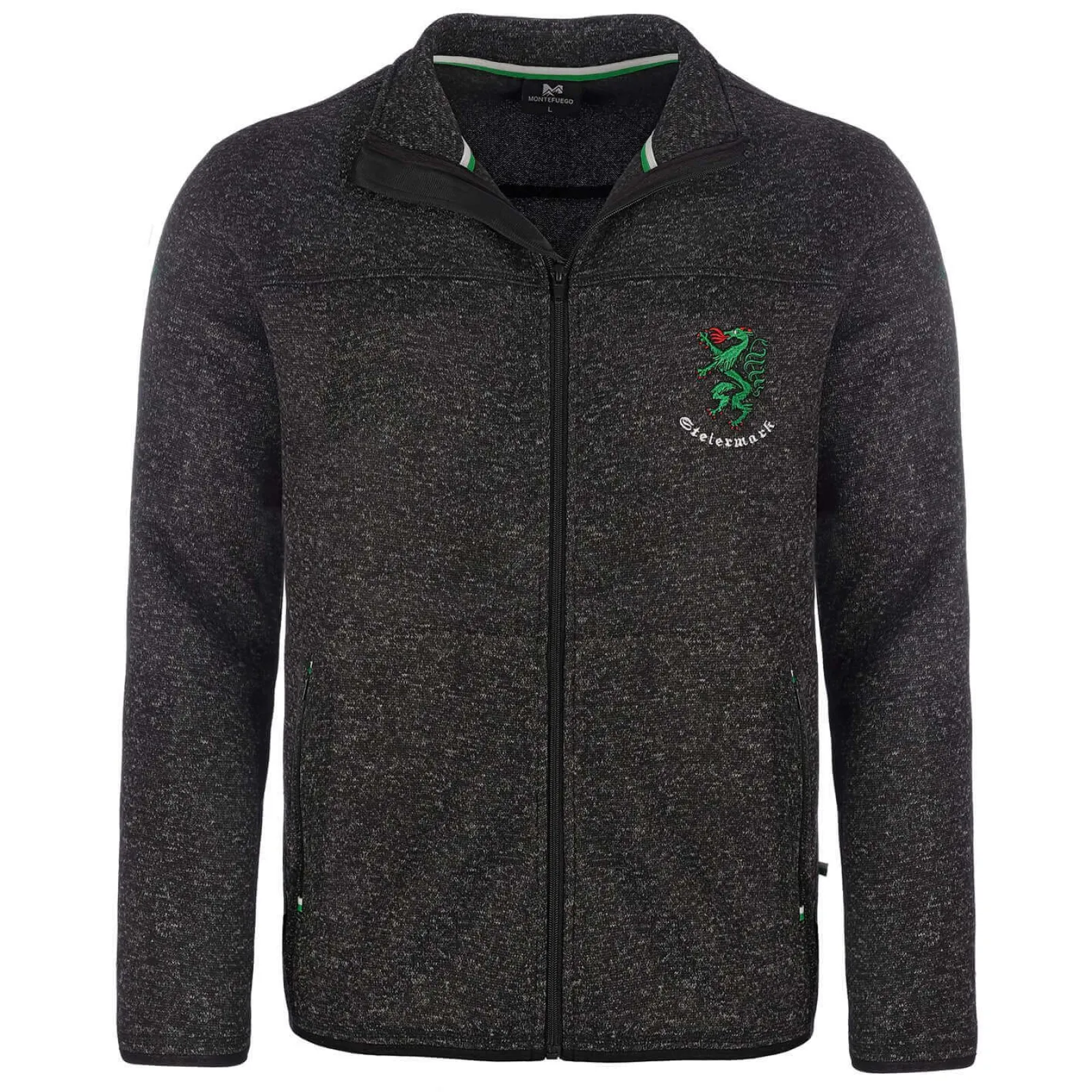 Zillertaler Trachtenwelt Herren Strickfleece Jacke "Steiermark", Anthrazit Grau Discount