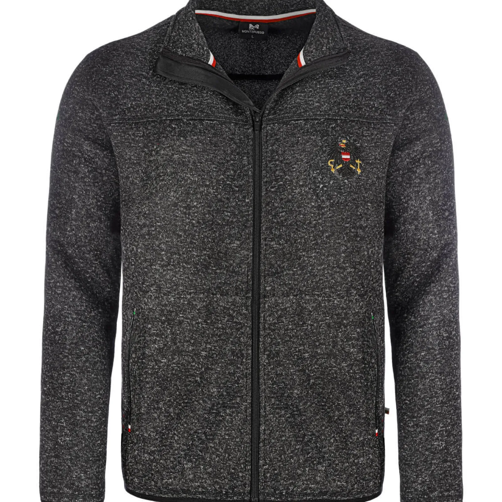 Zillertaler Trachtenwelt Herren Strickfleece Jacke "Österreich", Anthrazit Grau Online