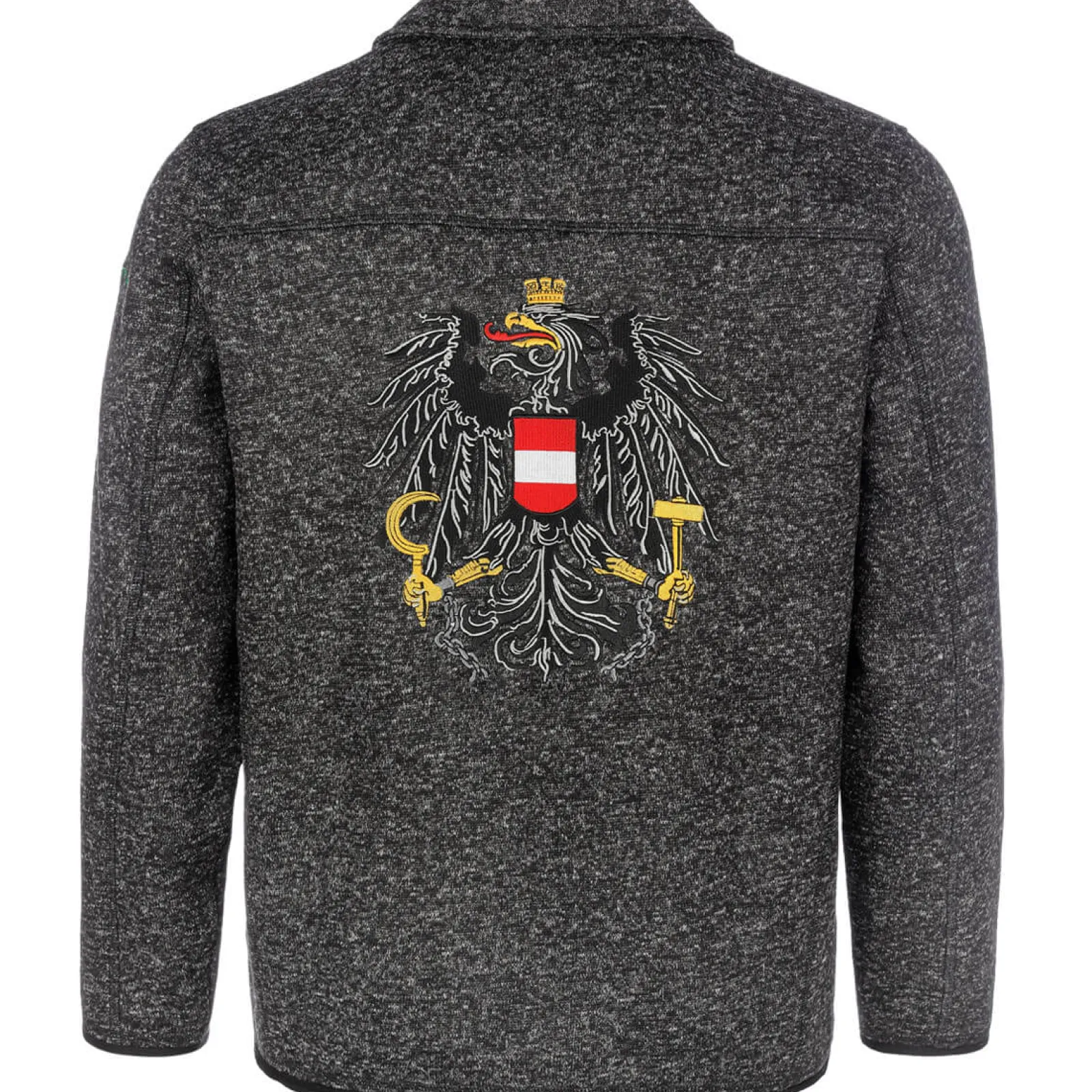 Zillertaler Trachtenwelt Herren Strickfleece Jacke "Österreich", Anthrazit Grau Online