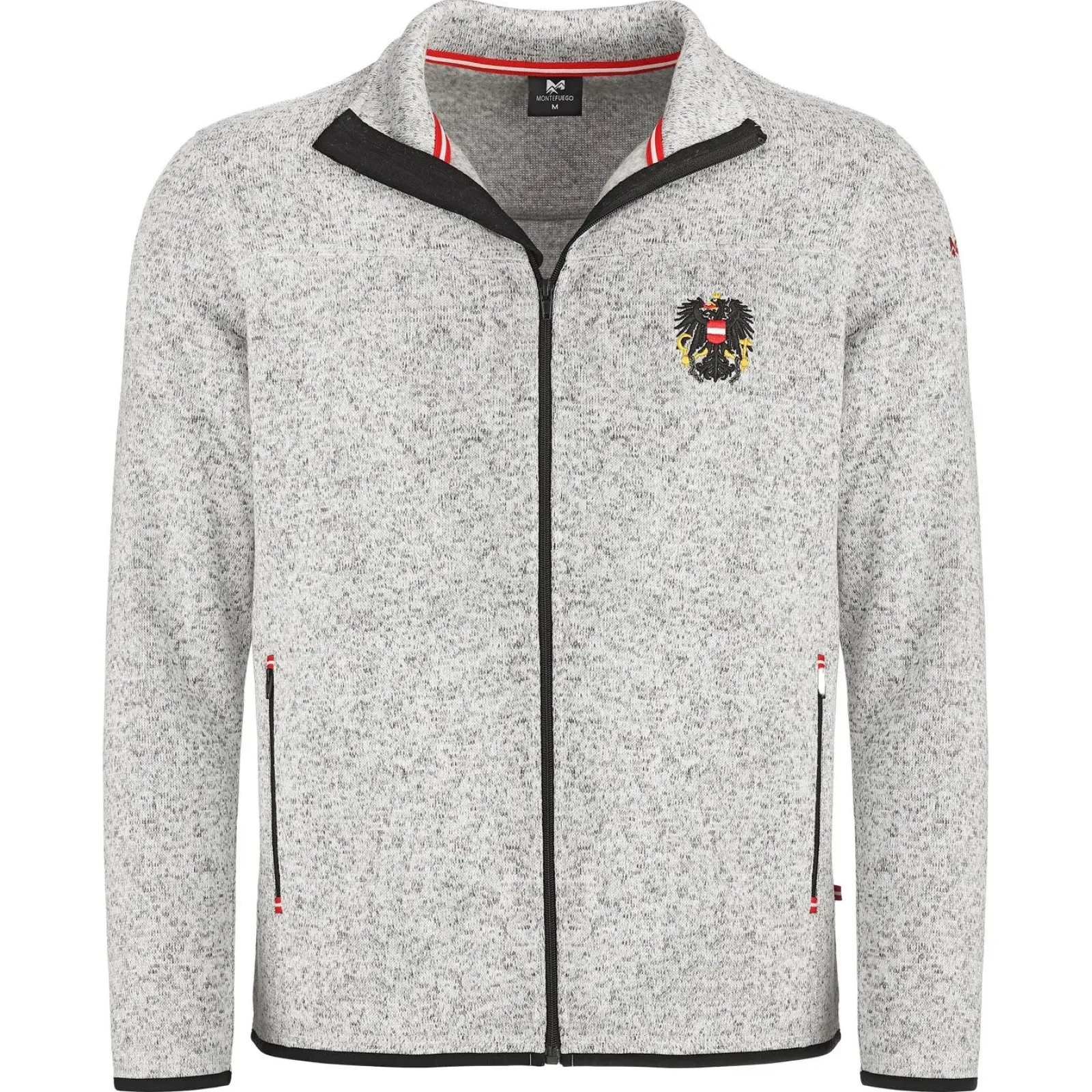 Zillertaler Trachtenwelt Herren Strickfleece Jacke "Österreich", Hell Grau Discount