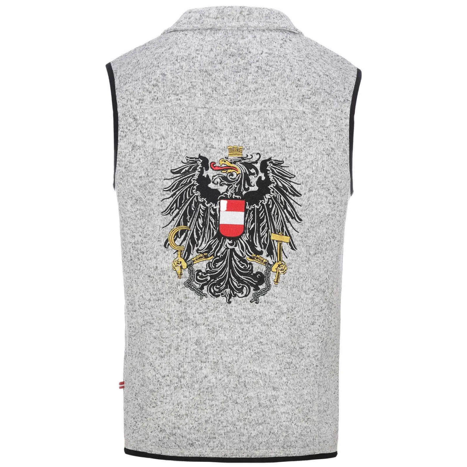 Zillertaler Trachtenwelt Herren Strickfleece Weste "Österreich", Hell Grau Clearance