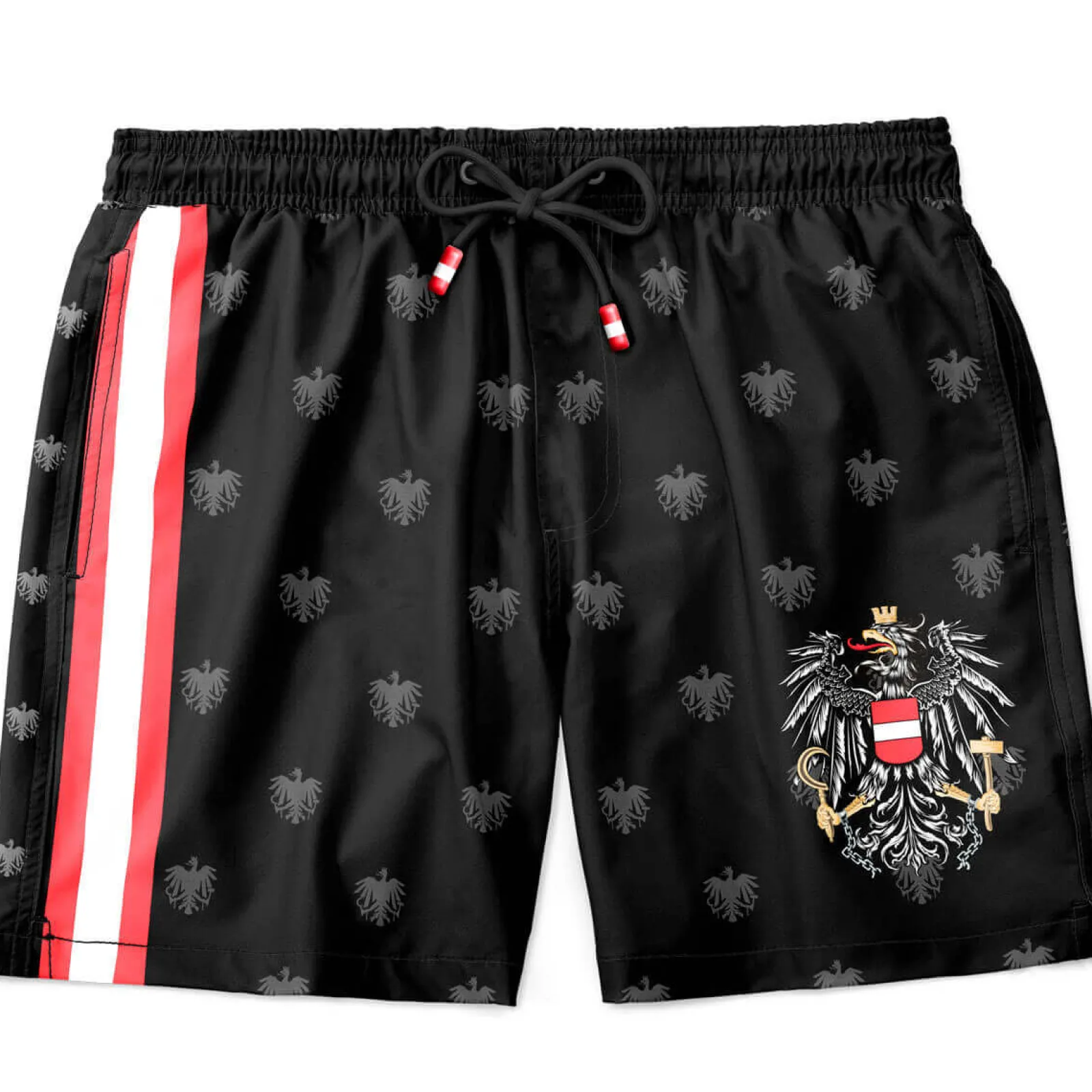 Zillertaler Trachtenwelt Herren Trachten Badehose "Österreich", Schwarz Hot