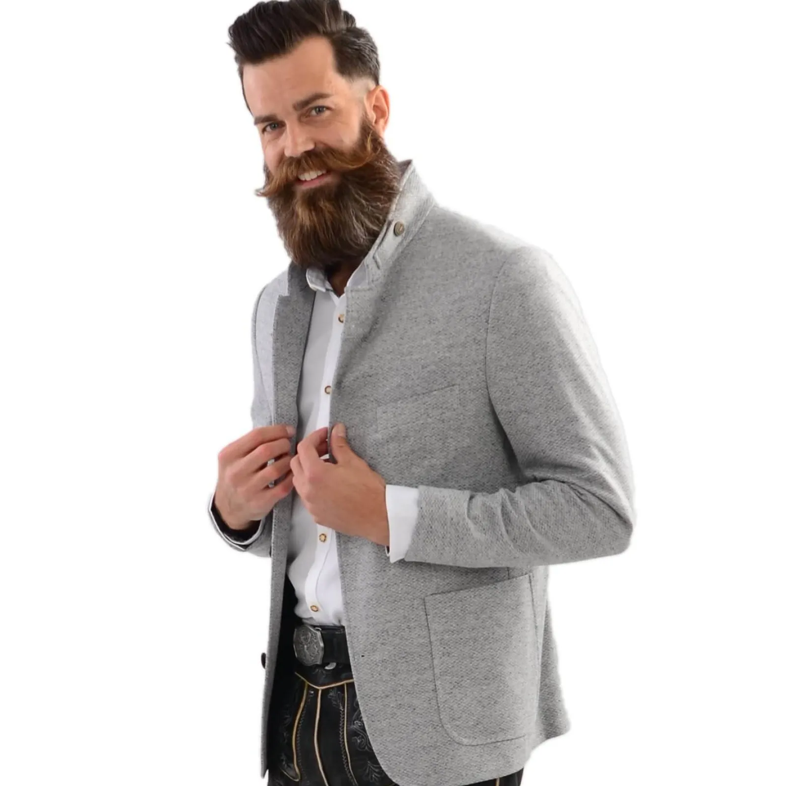 Zillertaler Trachtenwelt Herren Trachtenjacke "Hippach", Hell Grau Discount