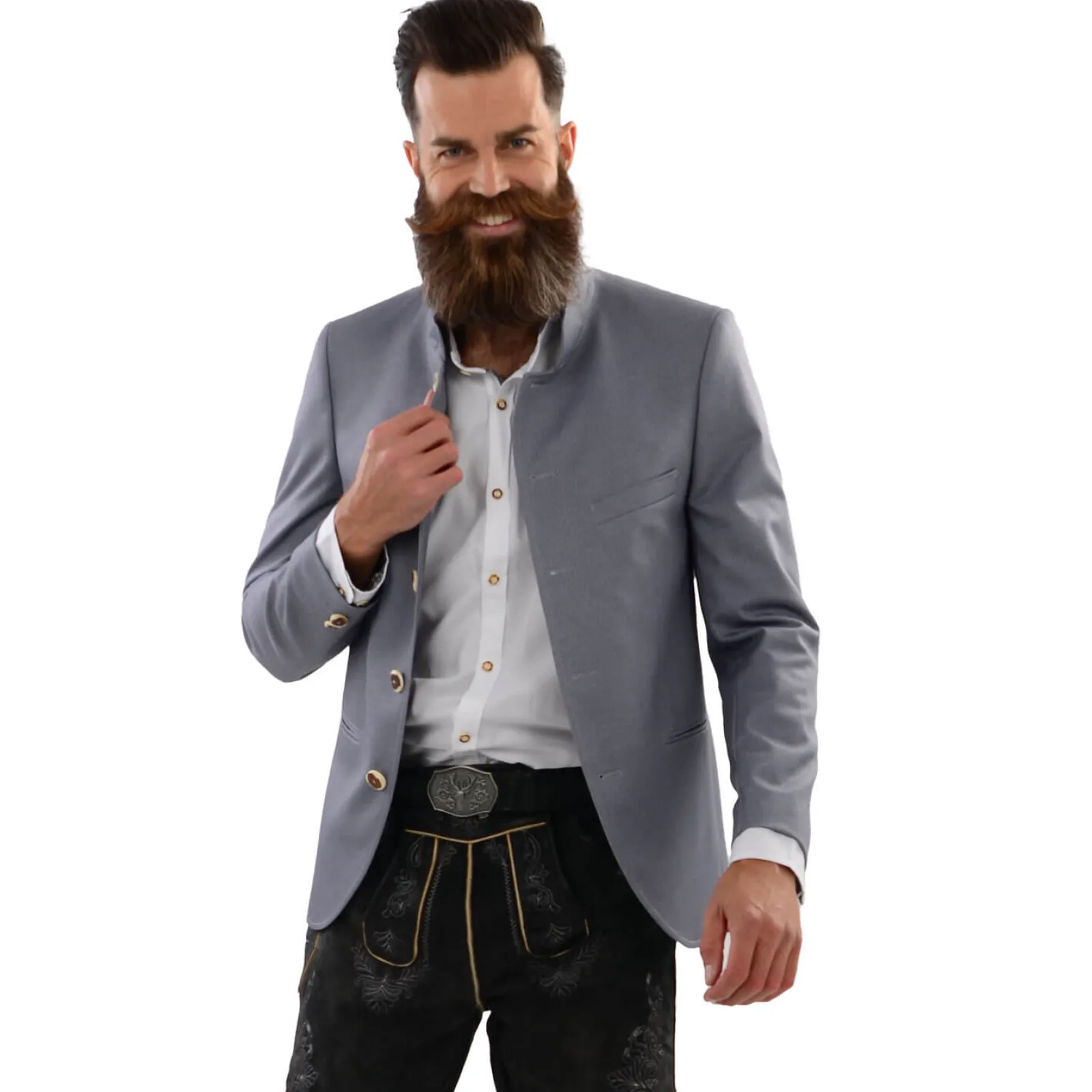 Zillertaler Trachtenwelt Herren Trachtenjacke "Melk", Hell Grau Fashion