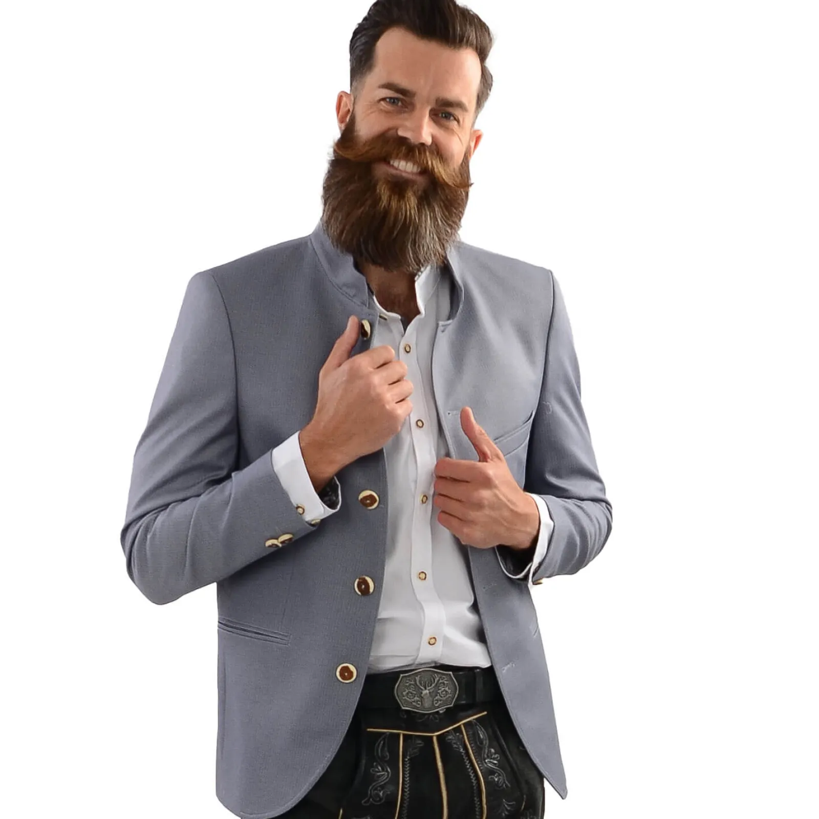 Zillertaler Trachtenwelt Herren Trachtenjacke "Melk", Hell Grau Fashion