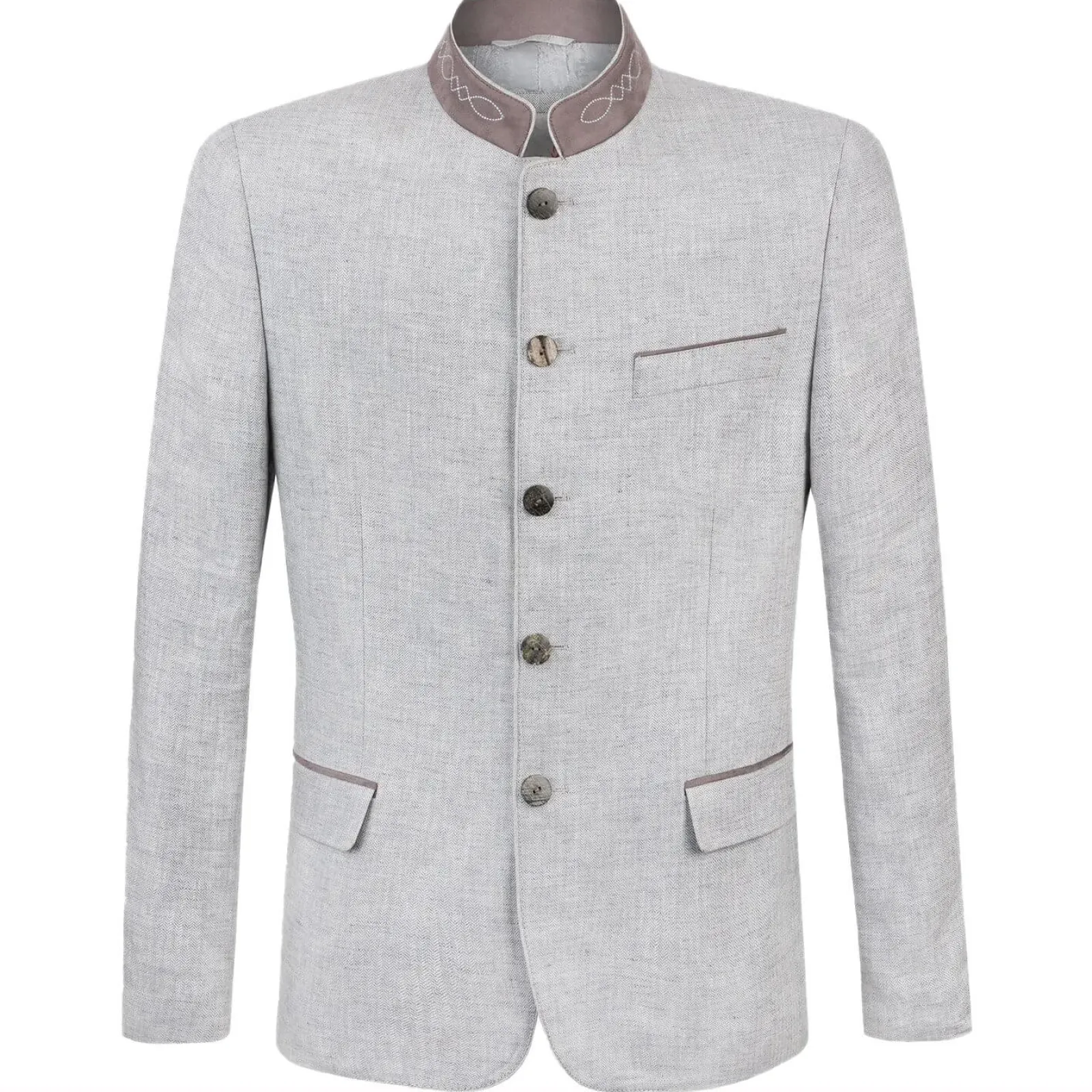 Zillertaler Trachtenwelt Herren Trachtenjacke "Tizian", Hell Grau Best