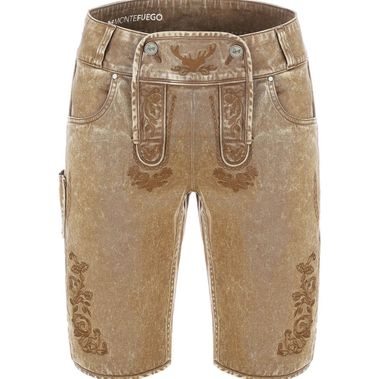 Zillertaler Trachtenwelt Herren Trachtenjeans mit Latz, Braun Fashion