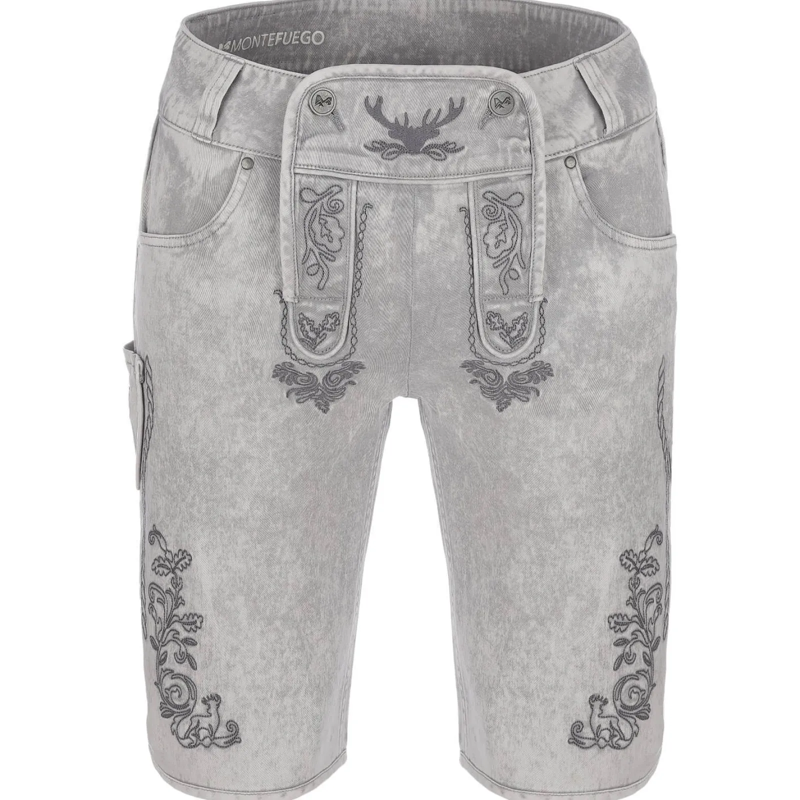 Zillertaler Trachtenwelt Herren Trachtenjeans mit Latz, Grau Cheap