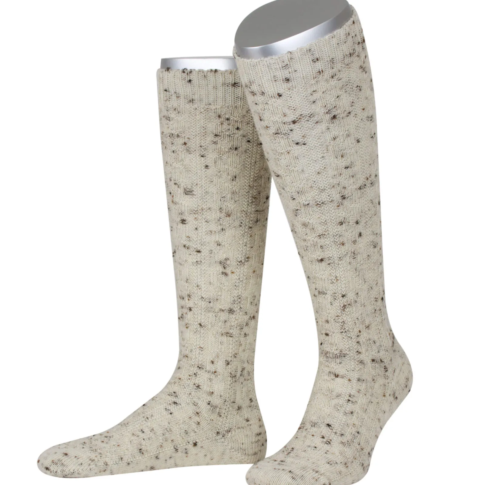 Zillertaler Trachtenwelt Herren Trachtenkniestrumpf Loden Tweed, naturmeliert Beige Best