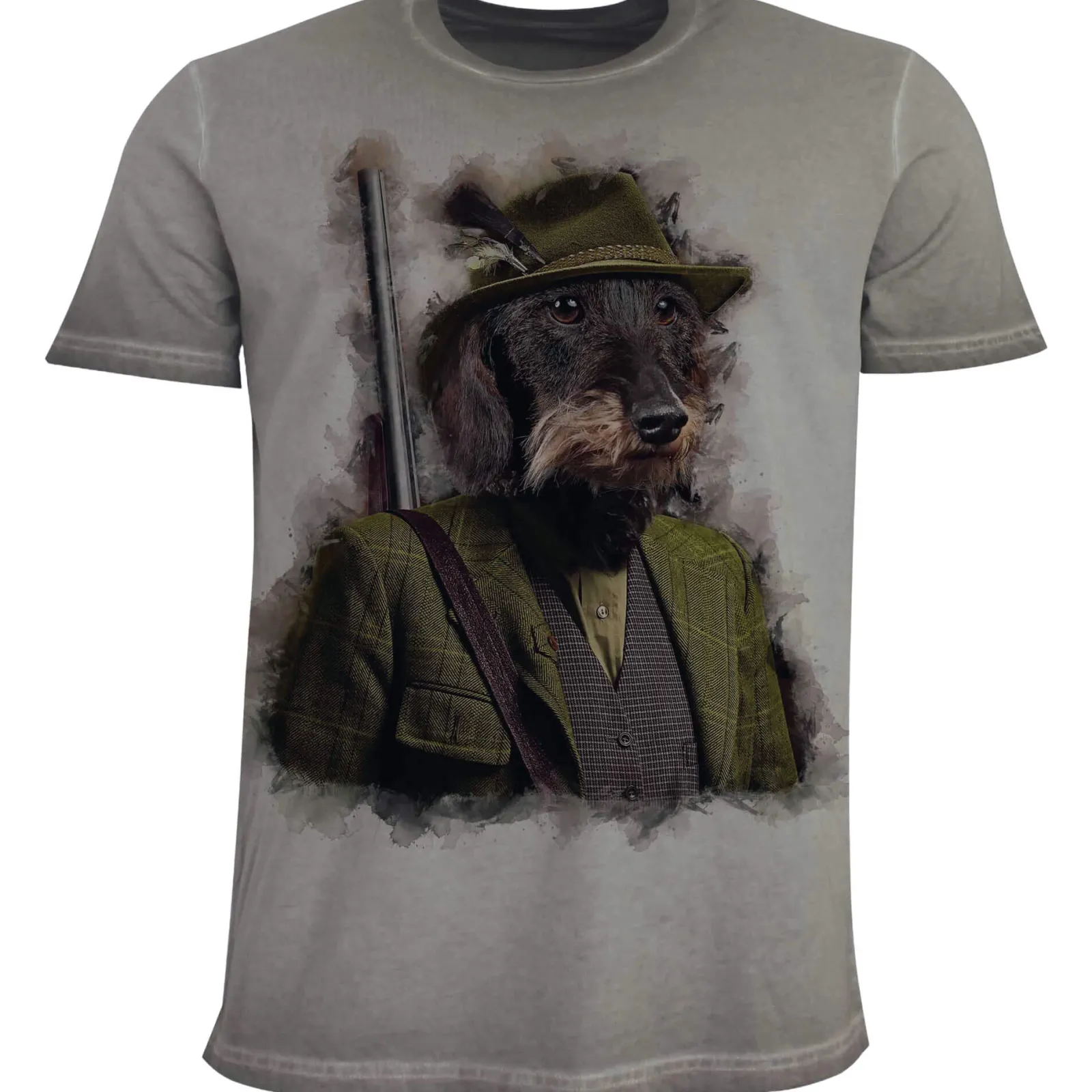 Zillertaler Trachtenwelt Herren T-Shirt "Almtracht Oskar", Grau Clearance