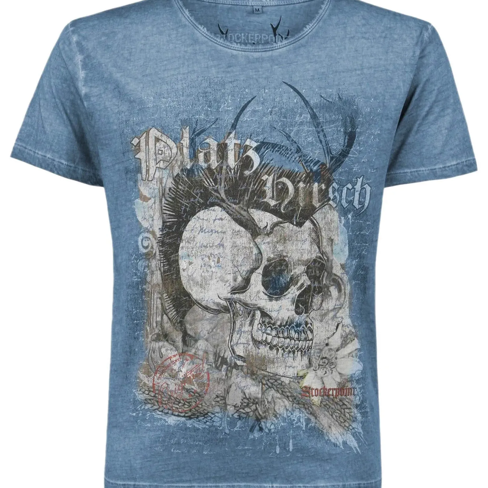 Zillertaler Trachtenwelt Herren T-Shirt "Bruno", Blau Hot
