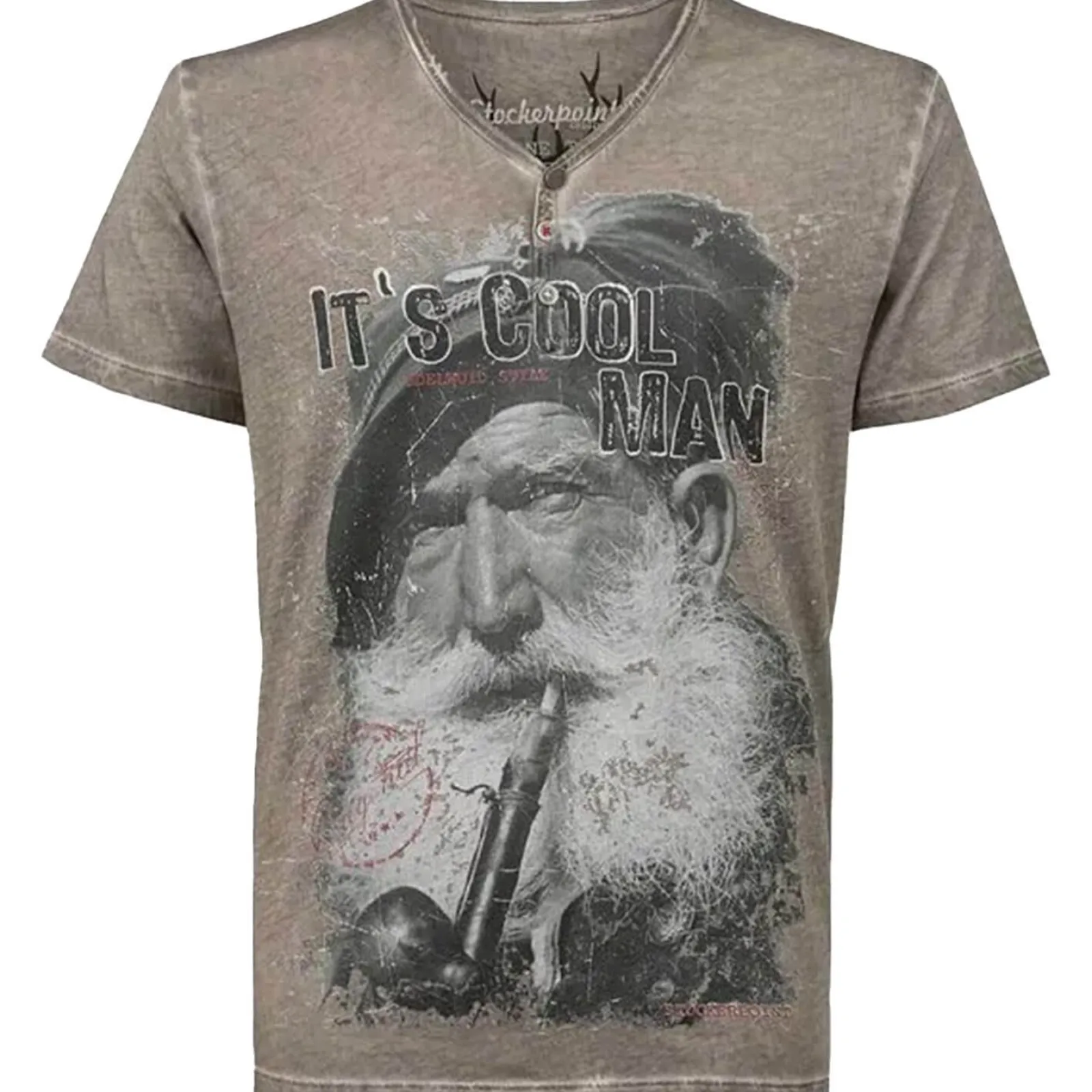 Zillertaler Trachtenwelt Herren T-Shirt "Coolman" kurzarm Braun Clearance