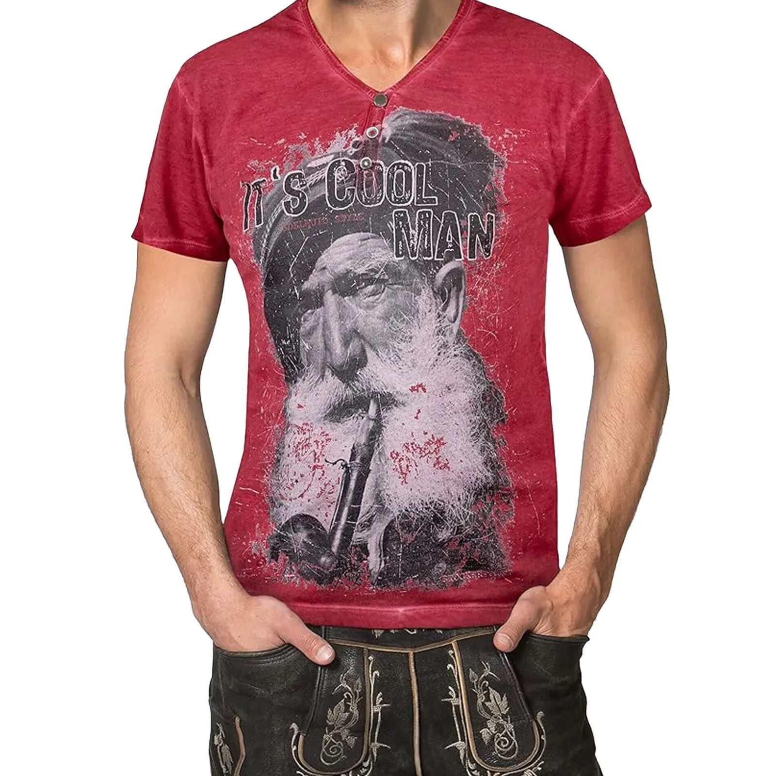 Zillertaler Trachtenwelt Herren T-Shirt "Coolman", Rot Discount