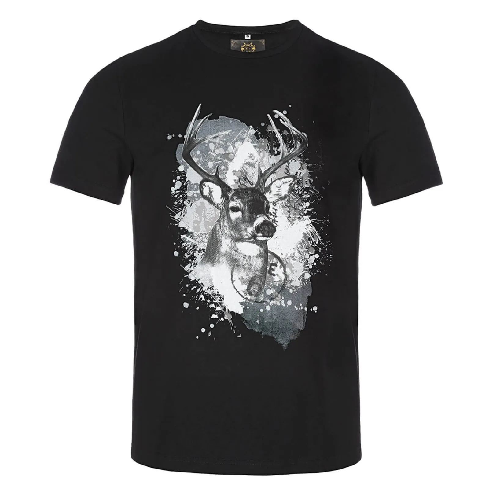 Zillertaler Trachtenwelt Herren T-Shirt Montefuego "Hirsch", Schwarz Hot