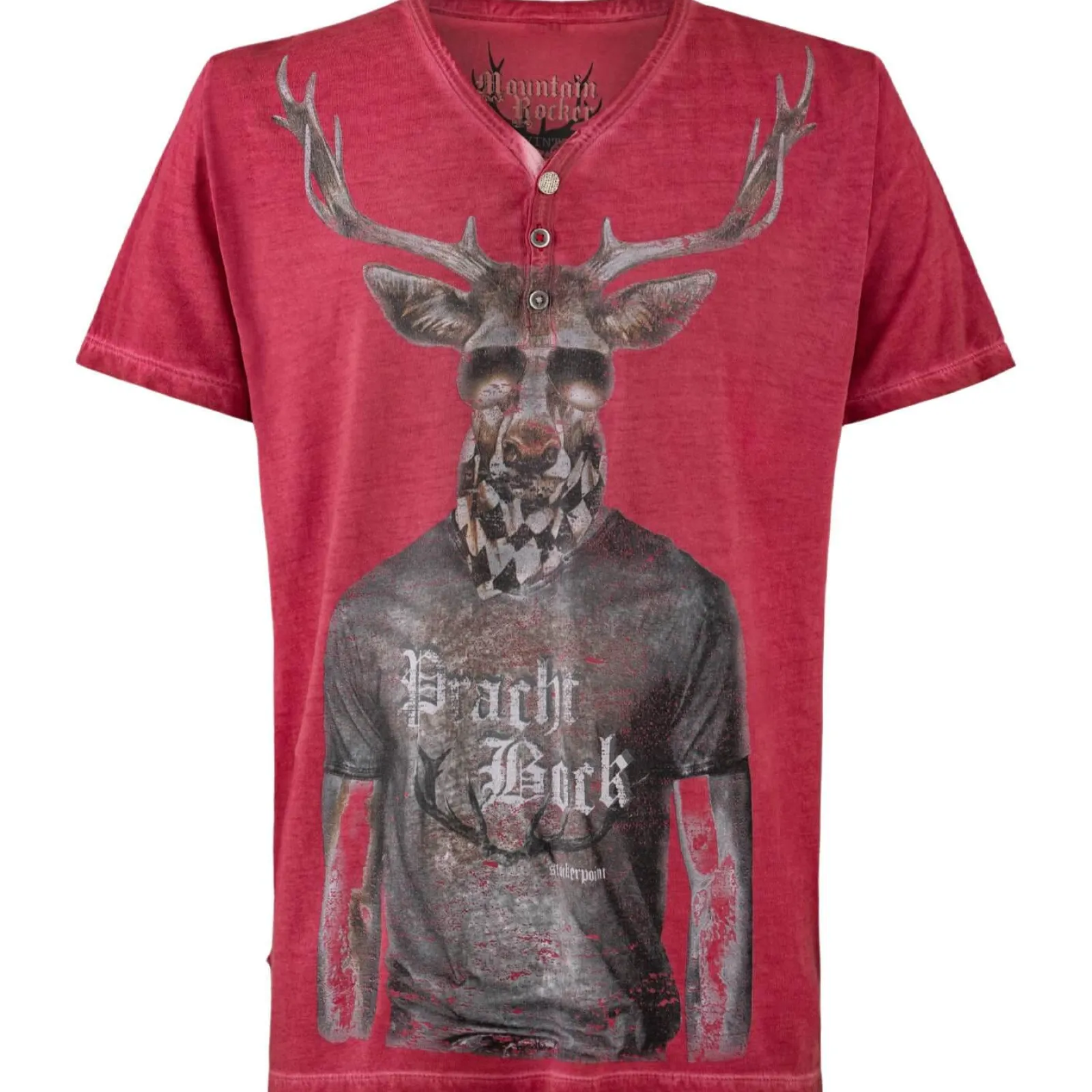Zillertaler Trachtenwelt Herren T-Shirt "Prachtbock", Rot Cheap
