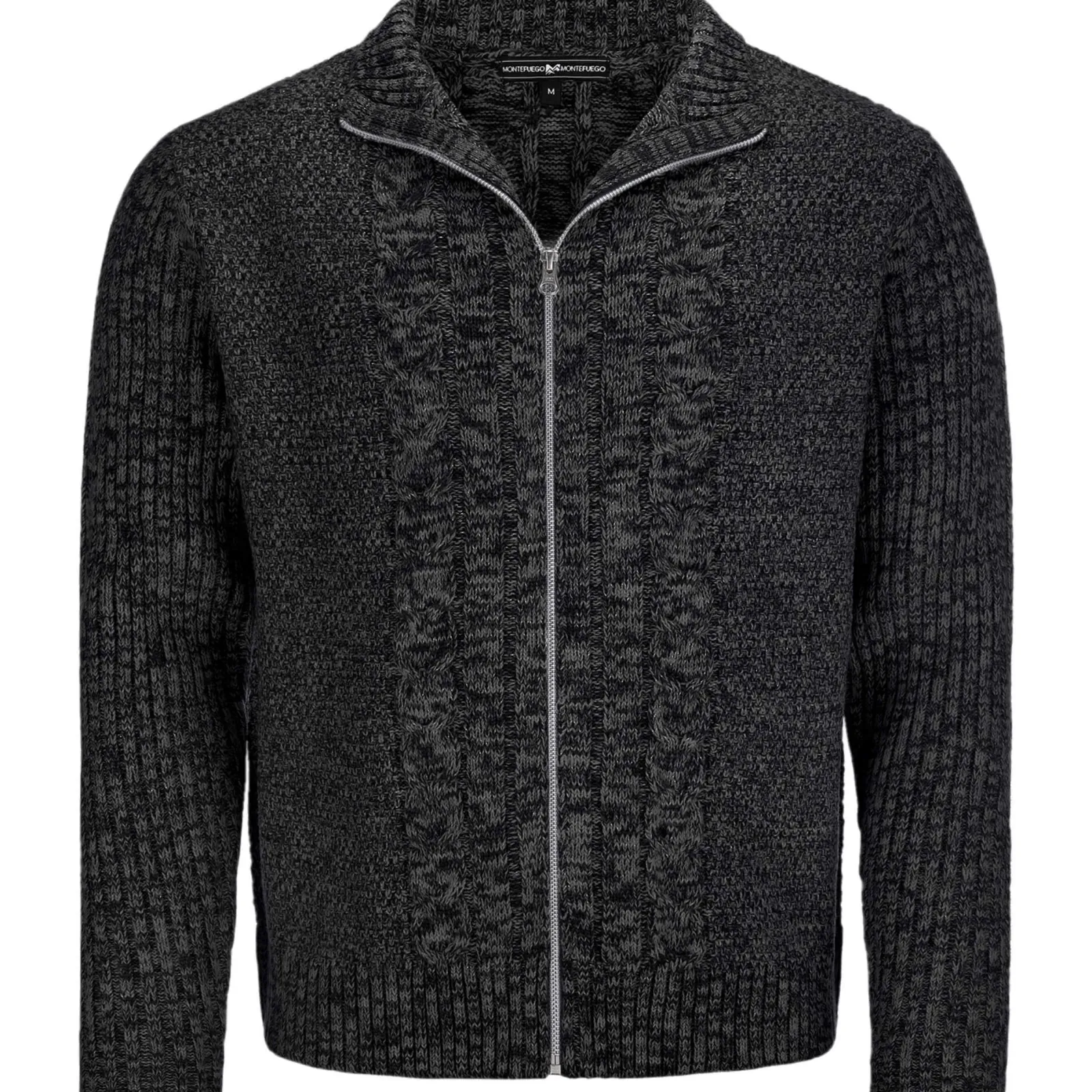 Zillertaler Trachtenwelt Herren Zopf-Strickjacke "Noel", Dunkel Grau Hot