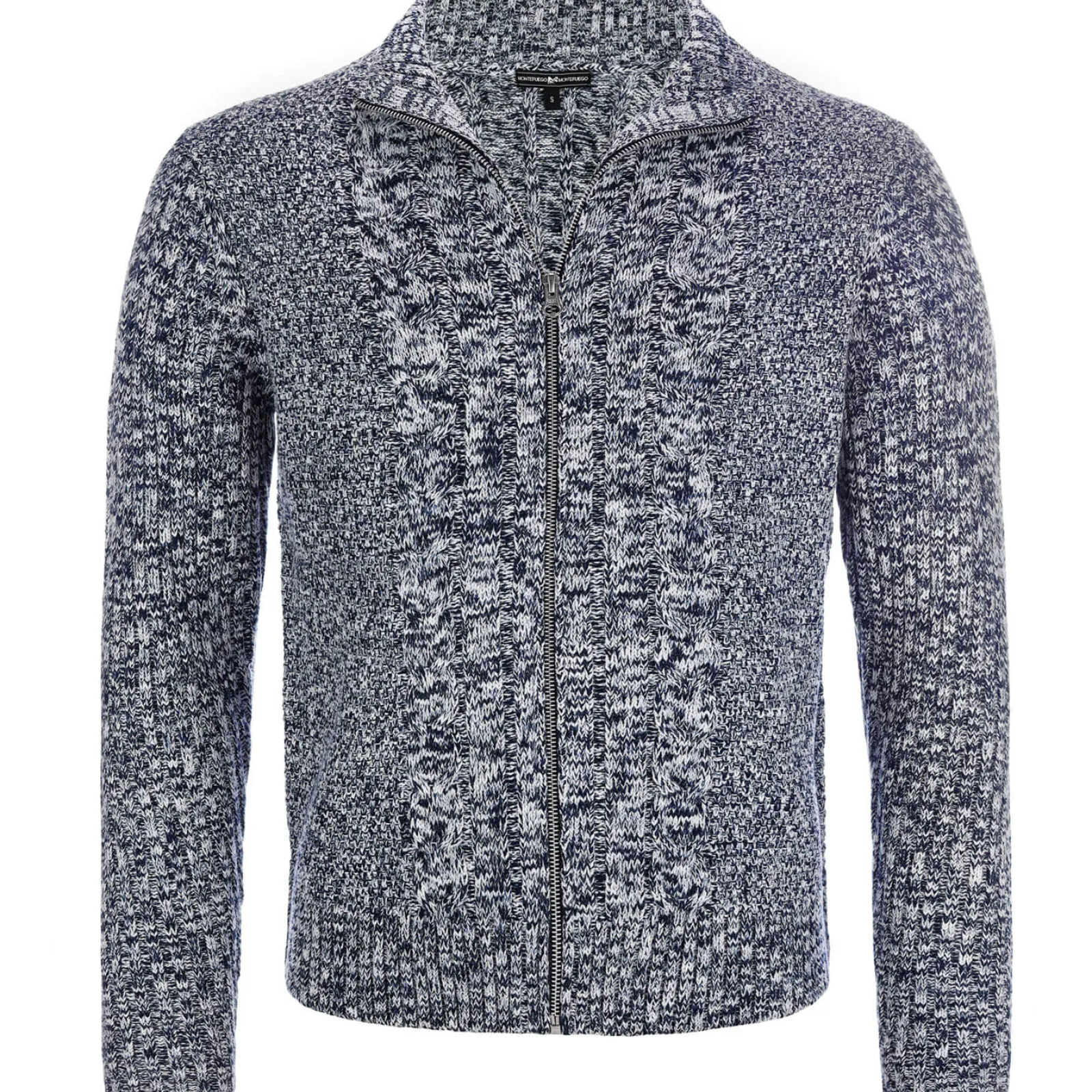 Zillertaler Trachtenwelt Herren Zopf-Strickjacke "Noel", Navy-Melange Blau Fashion
