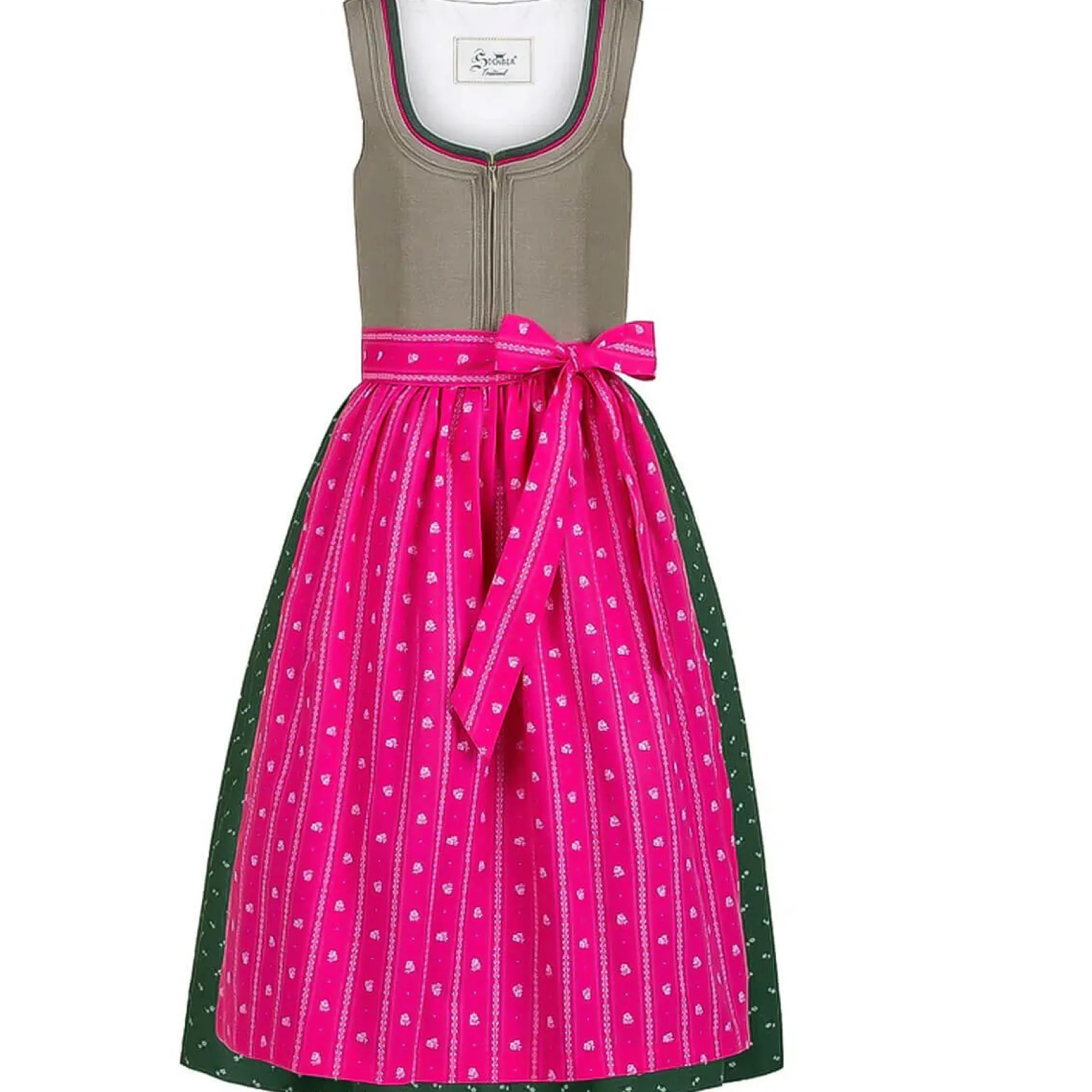 Zillertaler Trachtenwelt Kinder Dirndl "Irmi", Helloliv-Pink Grün Cheap