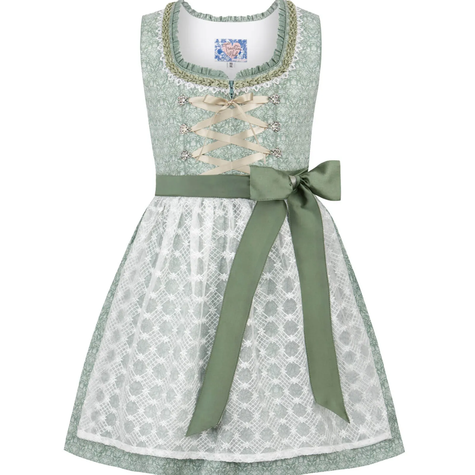 Zillertaler Trachtenwelt Kinder Dirndl "Kaja", Salbei Grün Cheap