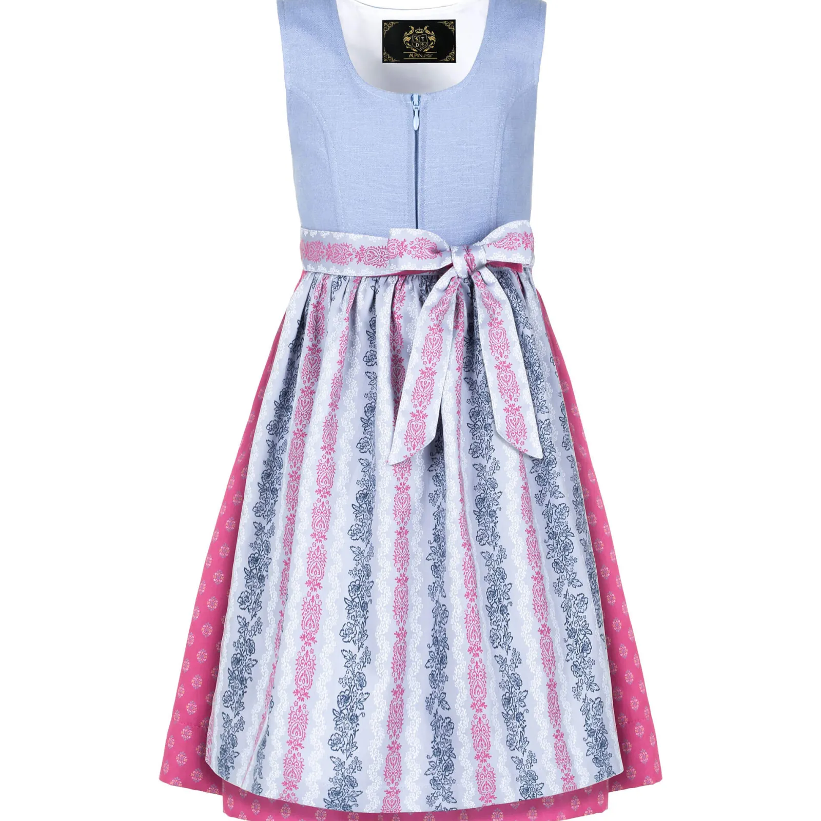 Zillertaler Trachtenwelt Kinder Dirndl "Milli", Hell-Rosa Blau Fashion