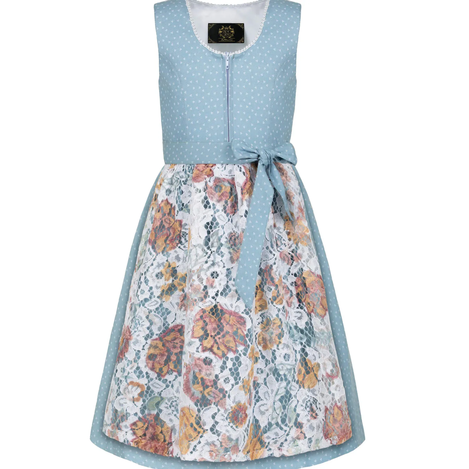 Zillertaler Trachtenwelt Kinder Dirndl "Ulli", Hell Blau Outlet