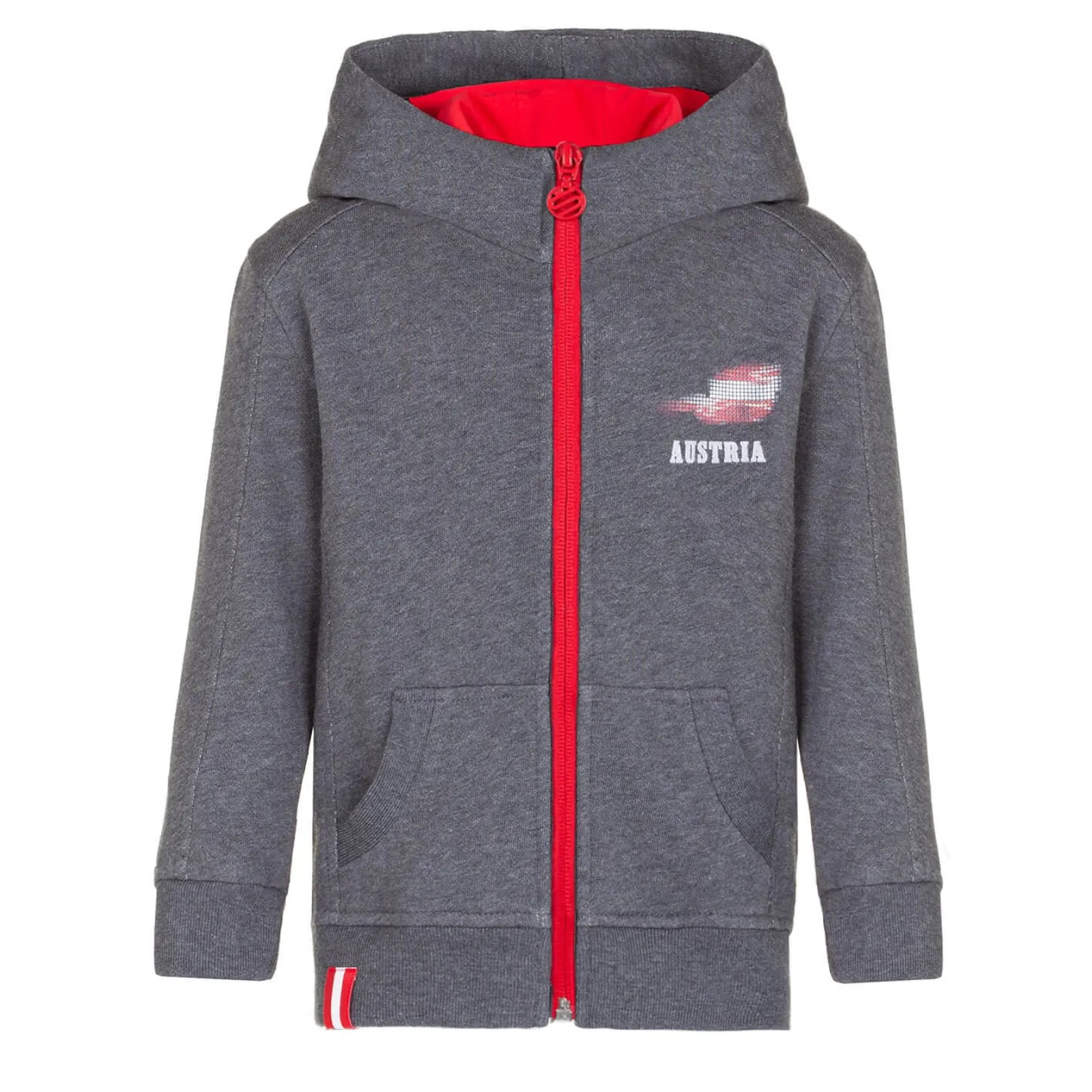 Zillertaler Trachtenwelt Kinder Hoodie-Jacke "Austria", Dunkel Grau Best Sale