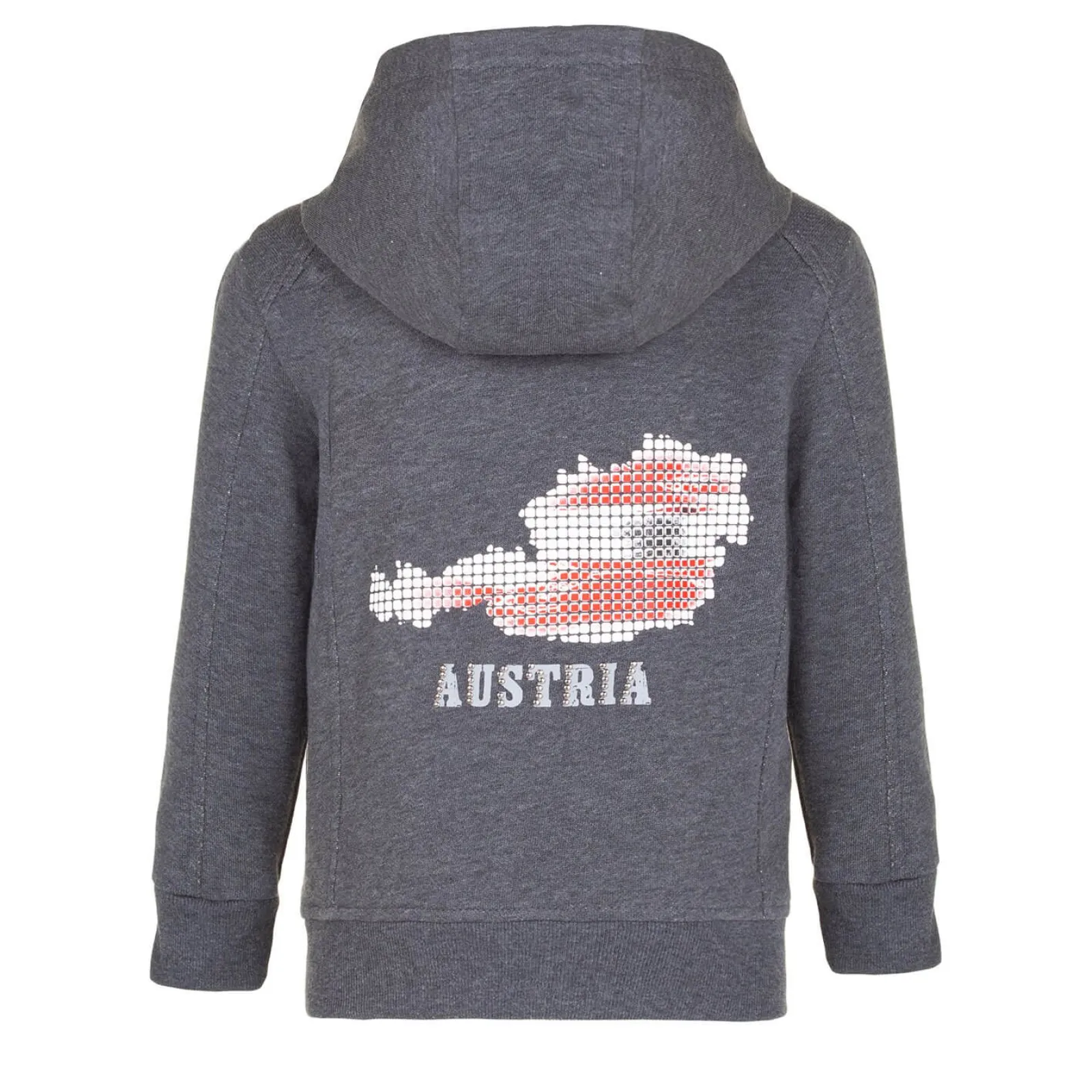Zillertaler Trachtenwelt Kinder Hoodie-Jacke "Austria", Dunkel Grau Best Sale