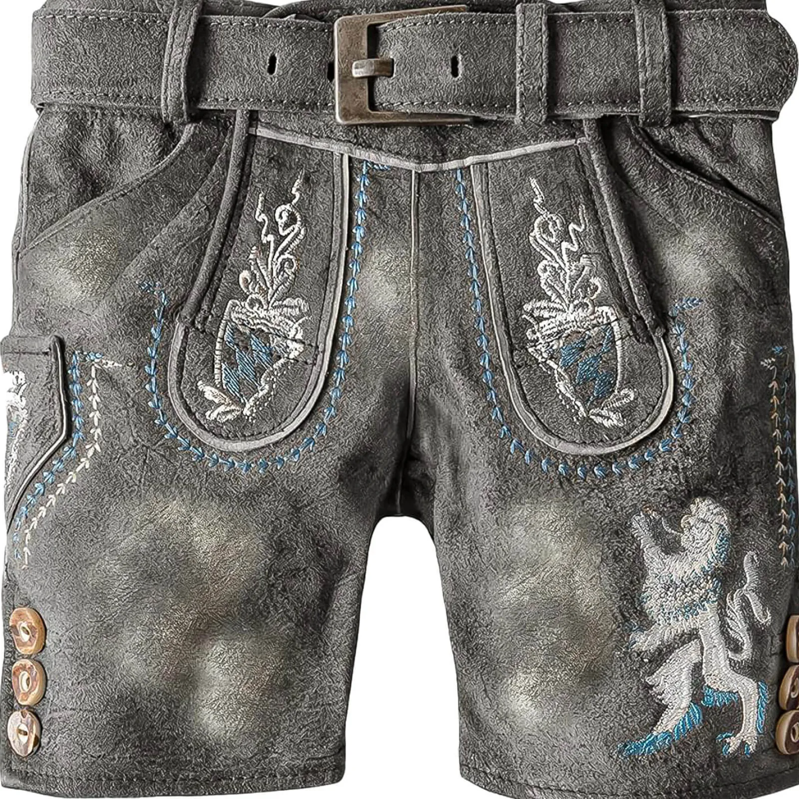 Zillertaler Trachtenwelt Kinder Lederhose "Bayern", Grau Clearance