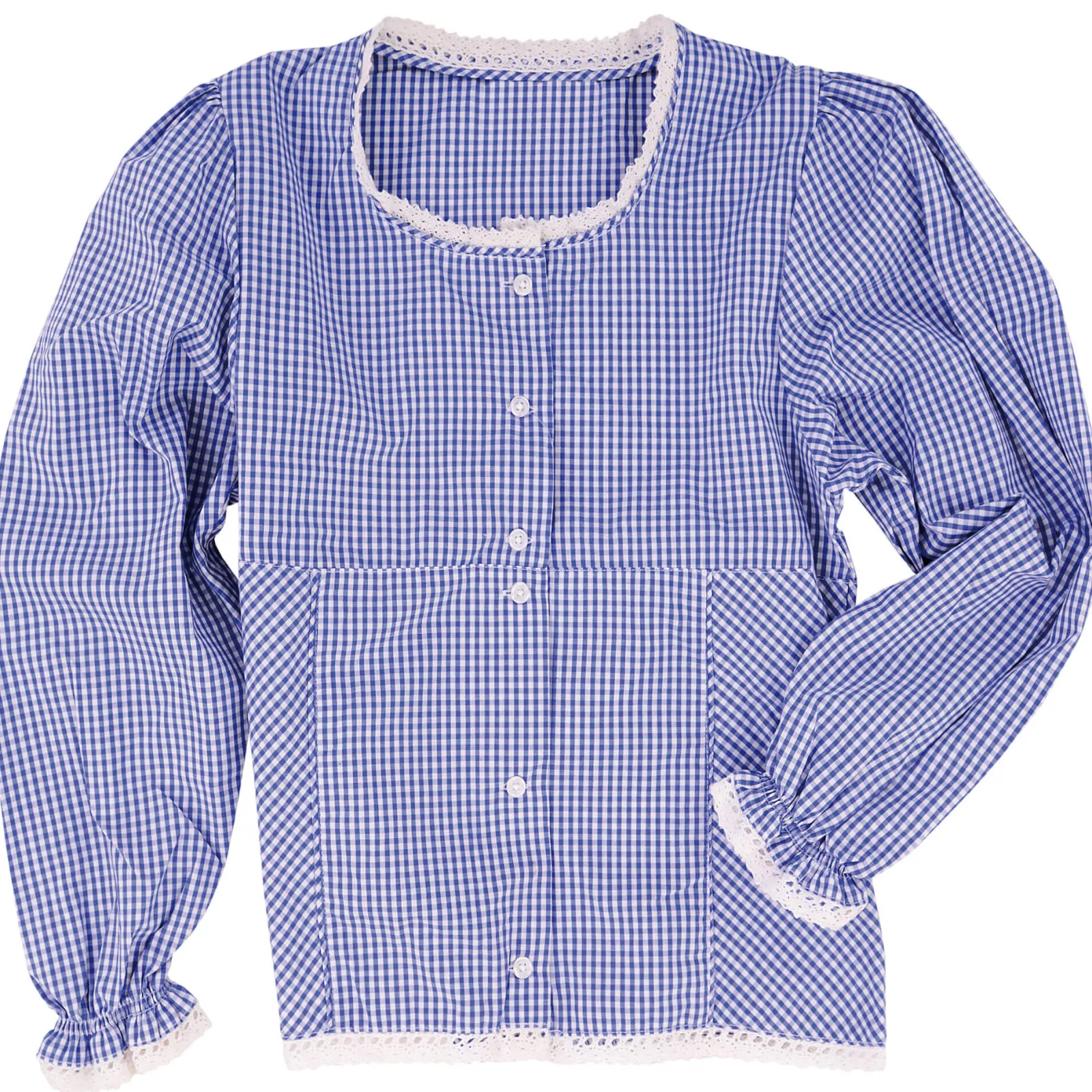 Zillertaler Trachtenwelt Kinder Mädchen Bluse "Chiemgau" Langarm, Blau Hot