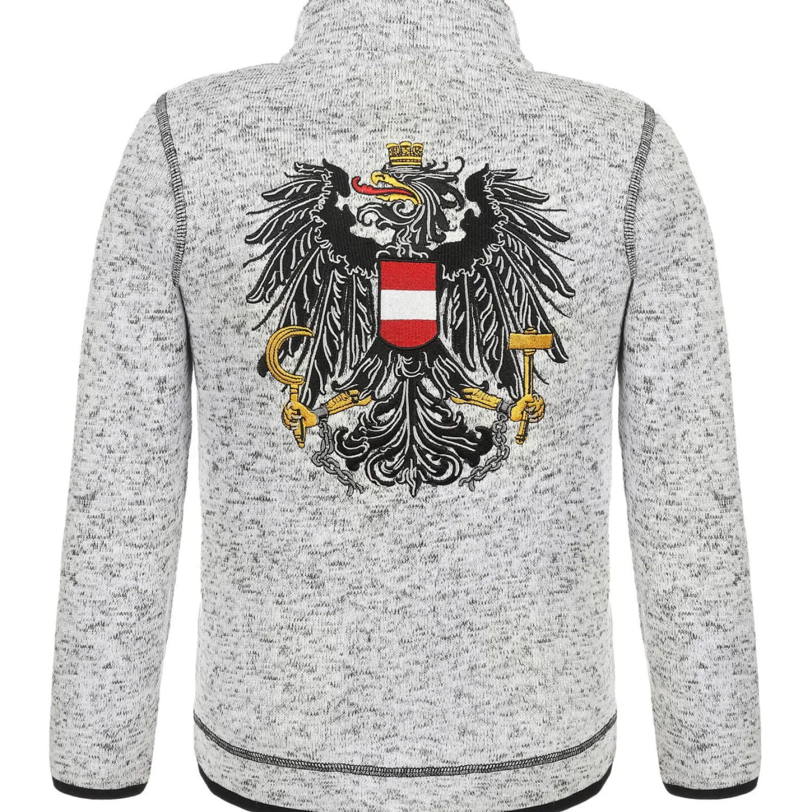 Zillertaler Trachtenwelt Kinder Strickfleece Jacke “Österreich", Hell Grau Flash Sale
