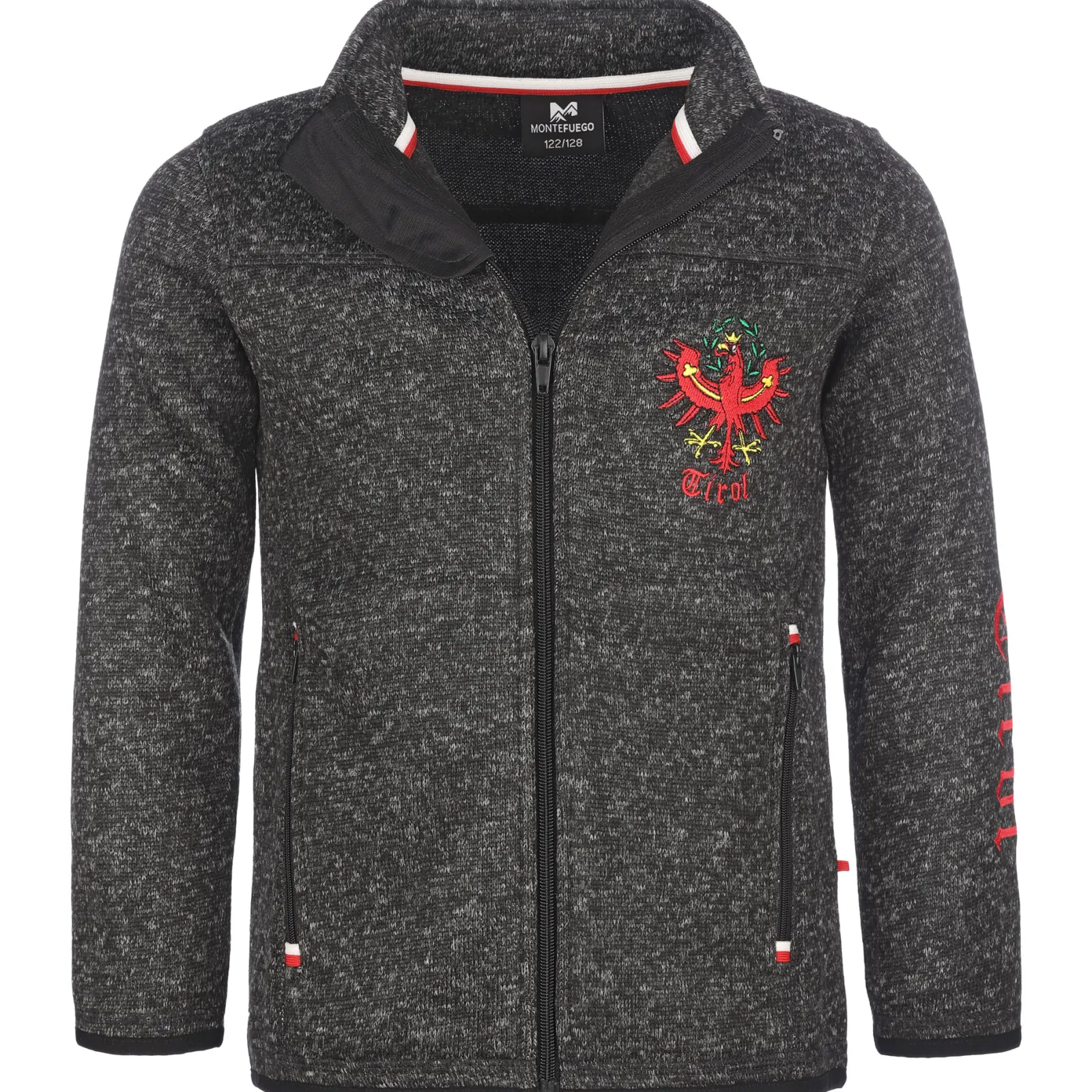 Zillertaler Trachtenwelt Kinder Strickfleece Jacke “Tirol”, Anthrazit Grau Cheap