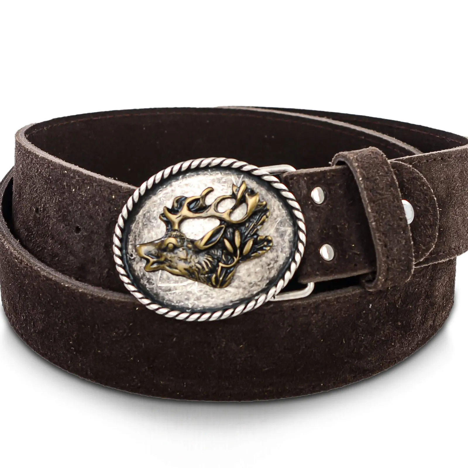 Zillertaler Trachtenwelt Ledergürtel "Hirschkopf", Braun Store
