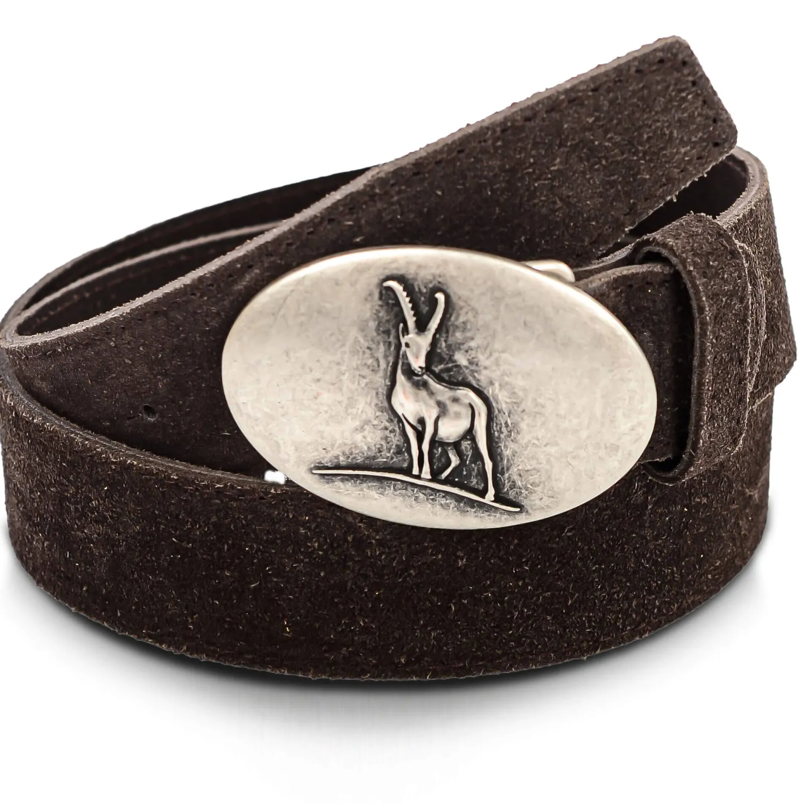 Zillertaler Trachtenwelt Ledergürtel "Steinbock", Braun Clearance