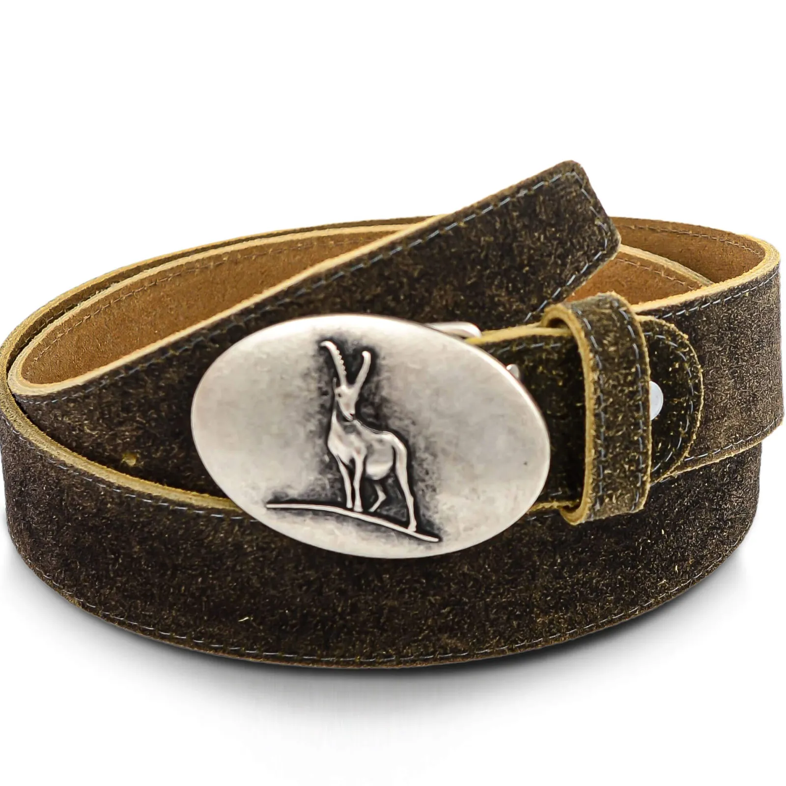 Zillertaler Trachtenwelt Ledergürtel "Steinbock", Hell Braun Flash Sale